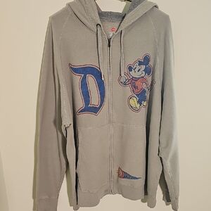 Disney Parks Gray Zip-Up Hoodie with Vintage Mickey Graphic. 3X. Gray